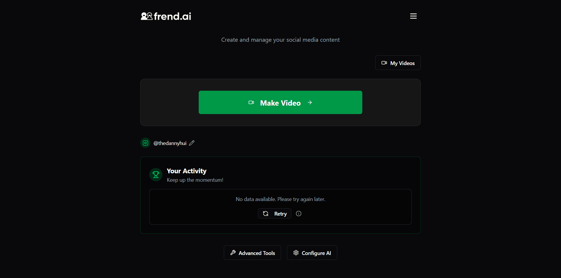 Stay consistent with your content goals using Frend.ai’s built-in Tracker. It keeps you on schedule with daily check-ins, reminders, and progress insights.
